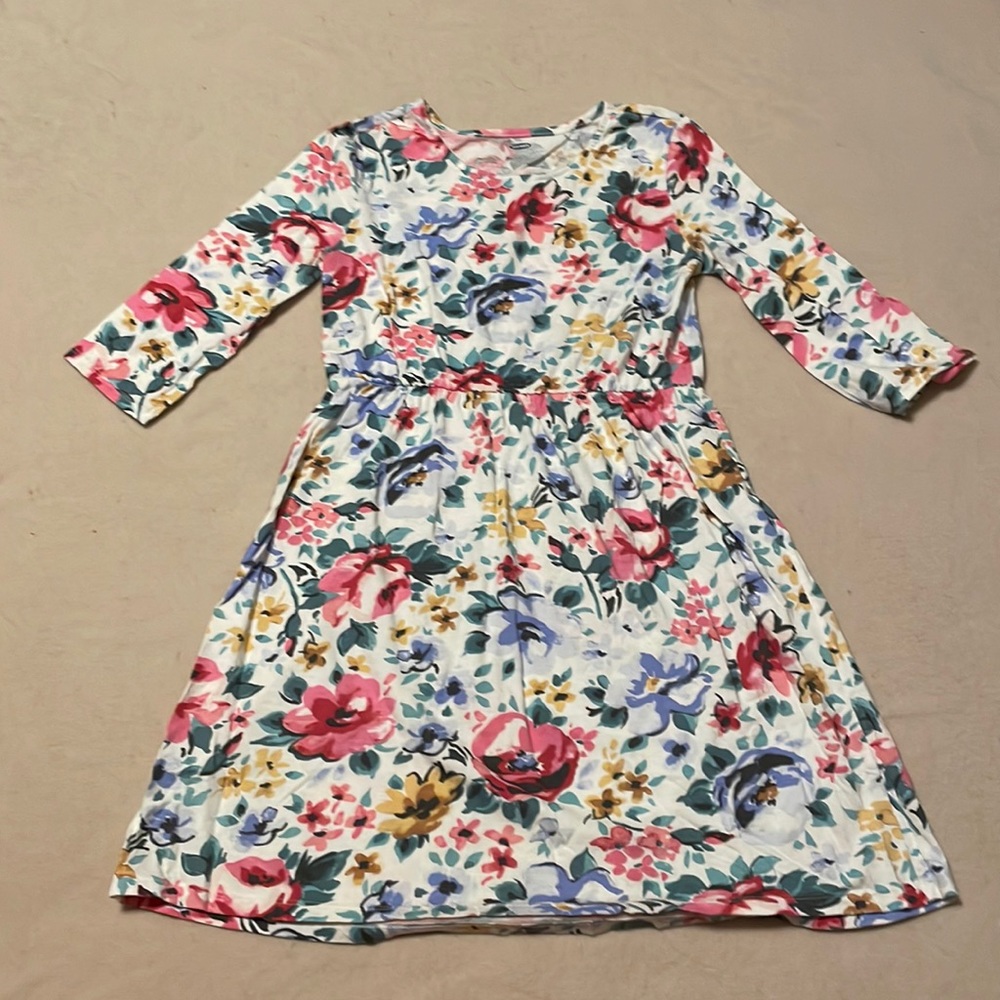 White Floral Old Navy Girls Large Babydoll Dress